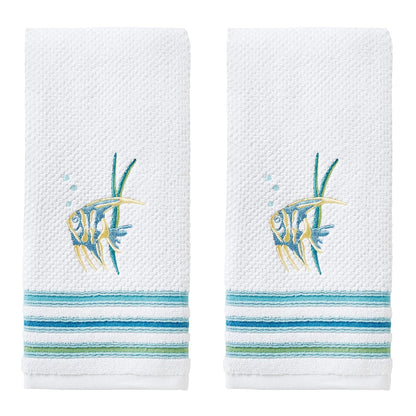 SKL Home - Toalla de Mano de Acuarela oceánica, Color Blanco (Paquete de 2)