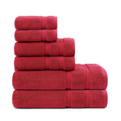 Tommy Hilfiger - Toallas de baño, Material súper Suaves y absorbentes de Alta Calidad con Cero Giro, Certificado Oeko-Tex (Harborside Solid Navy, Paquete de 6) - Paquete 6 - rojo