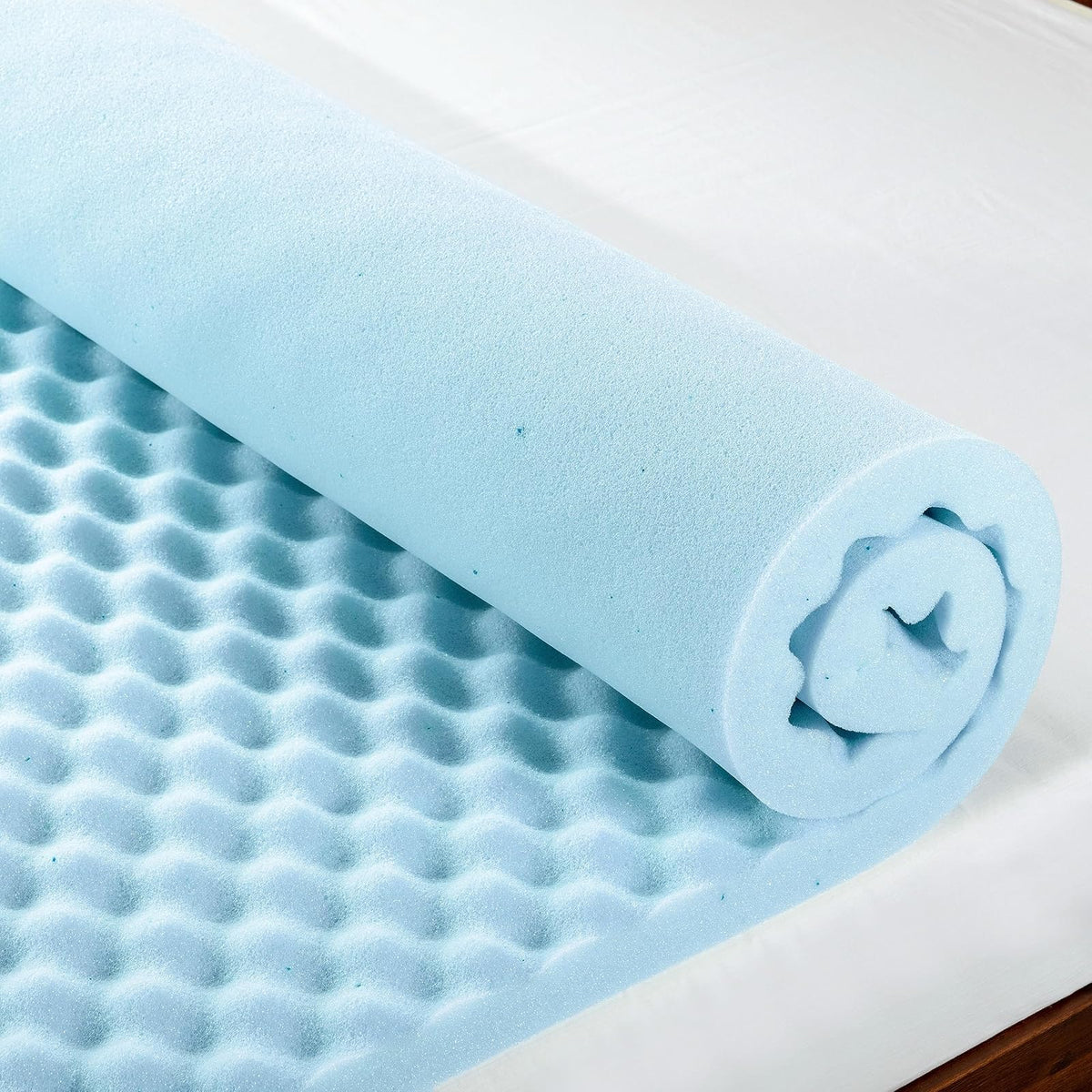 Best Price - Colchón de Espuma viscoelástica de 2 Pulgadas, infusión de Gel refrescante, cubrecolchón Individual, Esencial para recámara, Color Azul