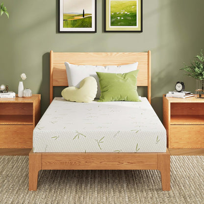 EGOHOME Colchón de tamaño Individual de 8 Pulgadas, Espuma viscoelástica de Gel de té Verde refrescante para Alivio de presión, Soporte Medio Firme, sin Fibra de Vidrio, Cama en una Caja, Certificado