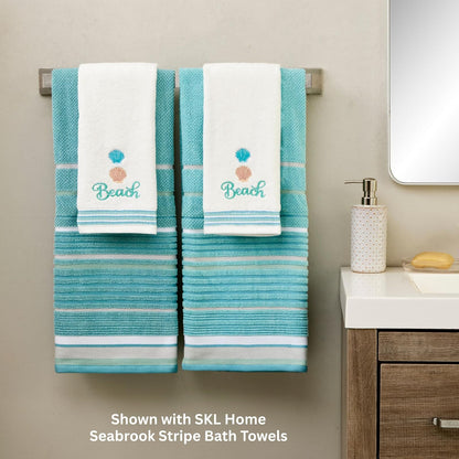 SKL Home Mar del Sur, Toallas de Mano, Set de 2, Blanco, Hand Towel Set, 1