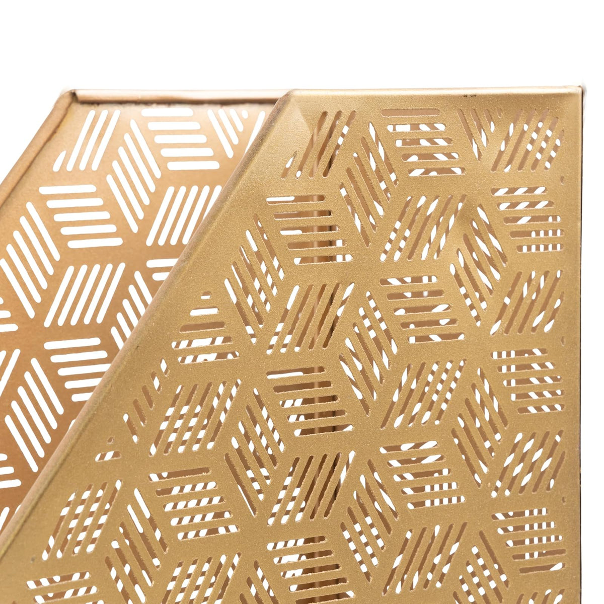 Deco 79 - Soporte para revistero geométrico de Metal con Ranura única con diseño Tallado láser, 5 x 10 x 12 Pulgadas, Dorado