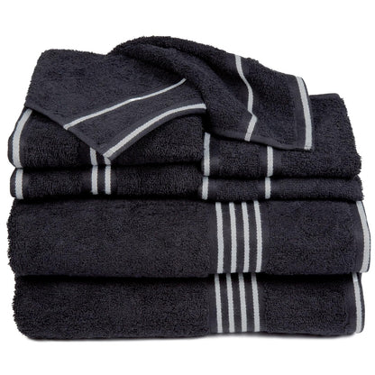 Lavish Home 67-0022-BL Towel Set Rio, Black, 8 Piece - Black - Mediano