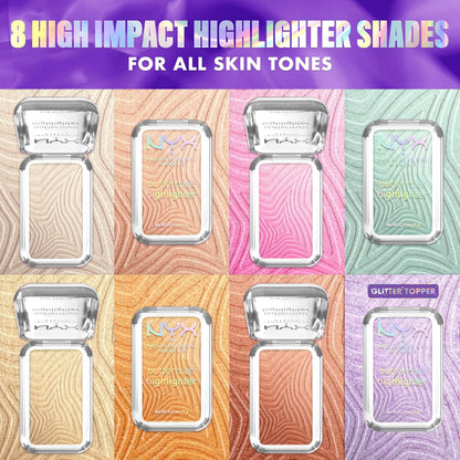 NYX Professional Makeup Highlighter, Iluminador Cremoso, 12 horas de Duración, Acabado Brillante y Natural, Fórmula Vegana, Tono Butta Mint, 5 g