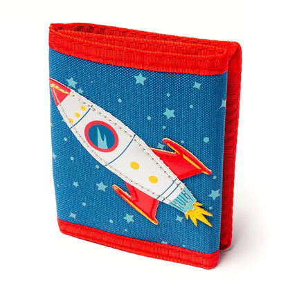 Stephen Joseph, portafolios unisex para niños, portafolios para niños y niñas con diseños de apliques, portafolios serigrafiada con bolsillo para monedas con cierre, Espacio azul oscuro, Una talla,
