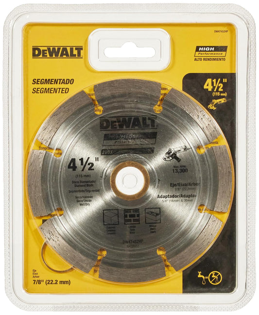 DEWALT DW47452HP Disco Diamantado Segmentado 4-1/2 x 7/8 x 5/8 pulg