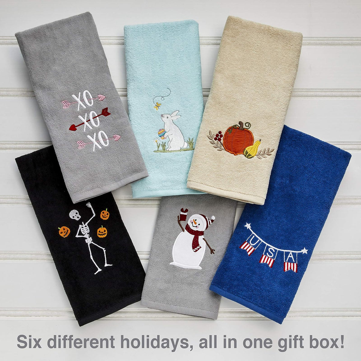 SKL Home Holidays - Juego de Toallas de Mano de 6 Piezas, Surtido de 6 Unidades