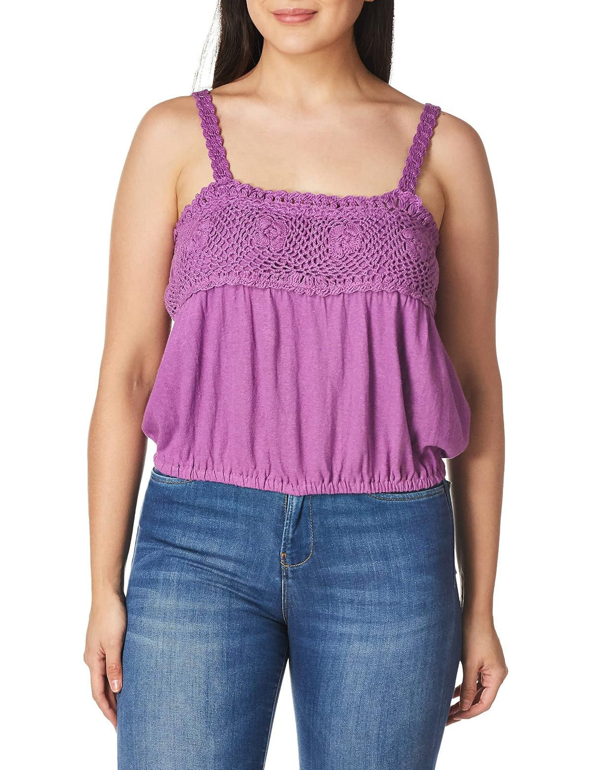 Lucky Brand Top de Ganchillo Crema Cuello Cuadrado Mujer - G - Rhapsody