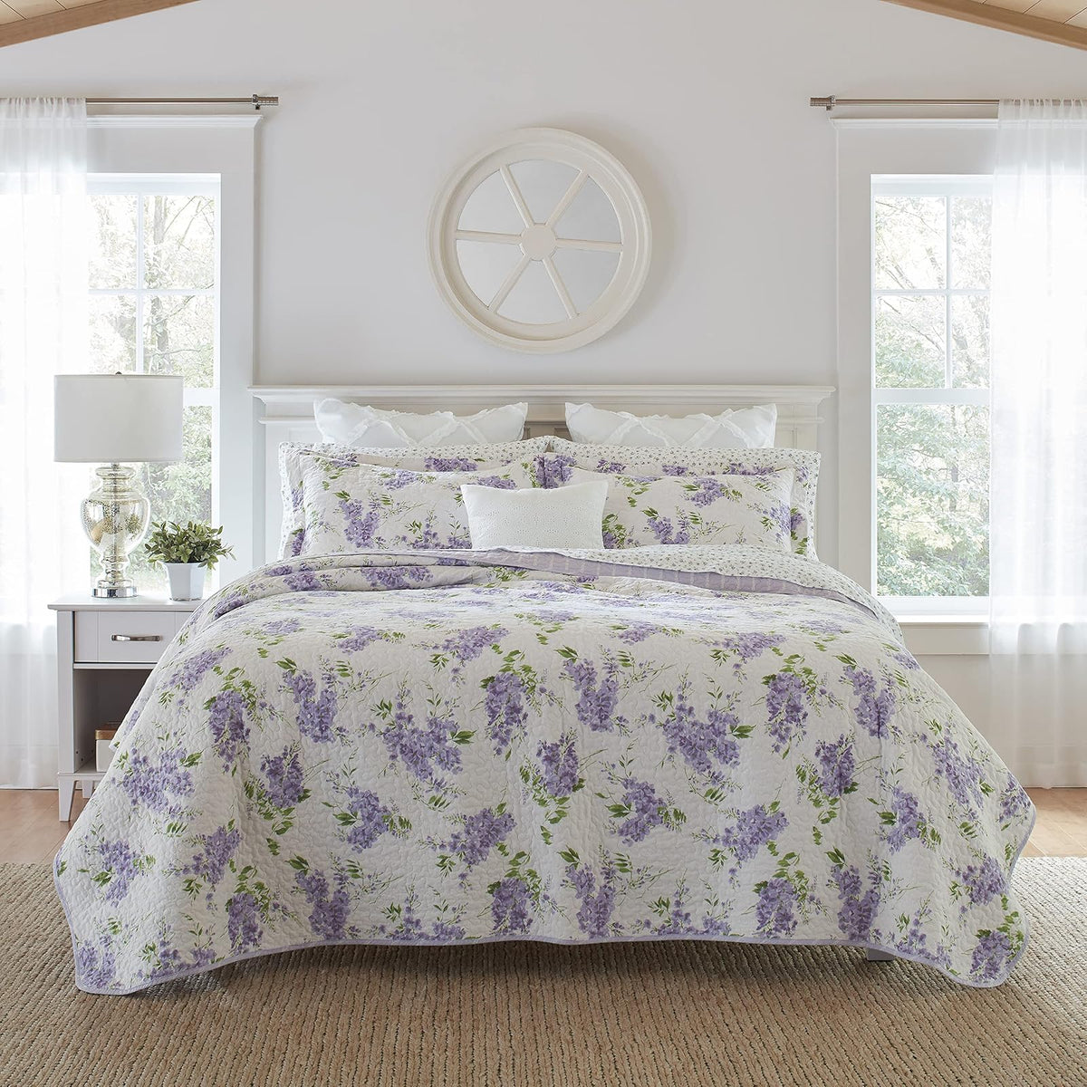 Laura Ashley - Juego de colcha Keighley 221050 Twin Lilac
