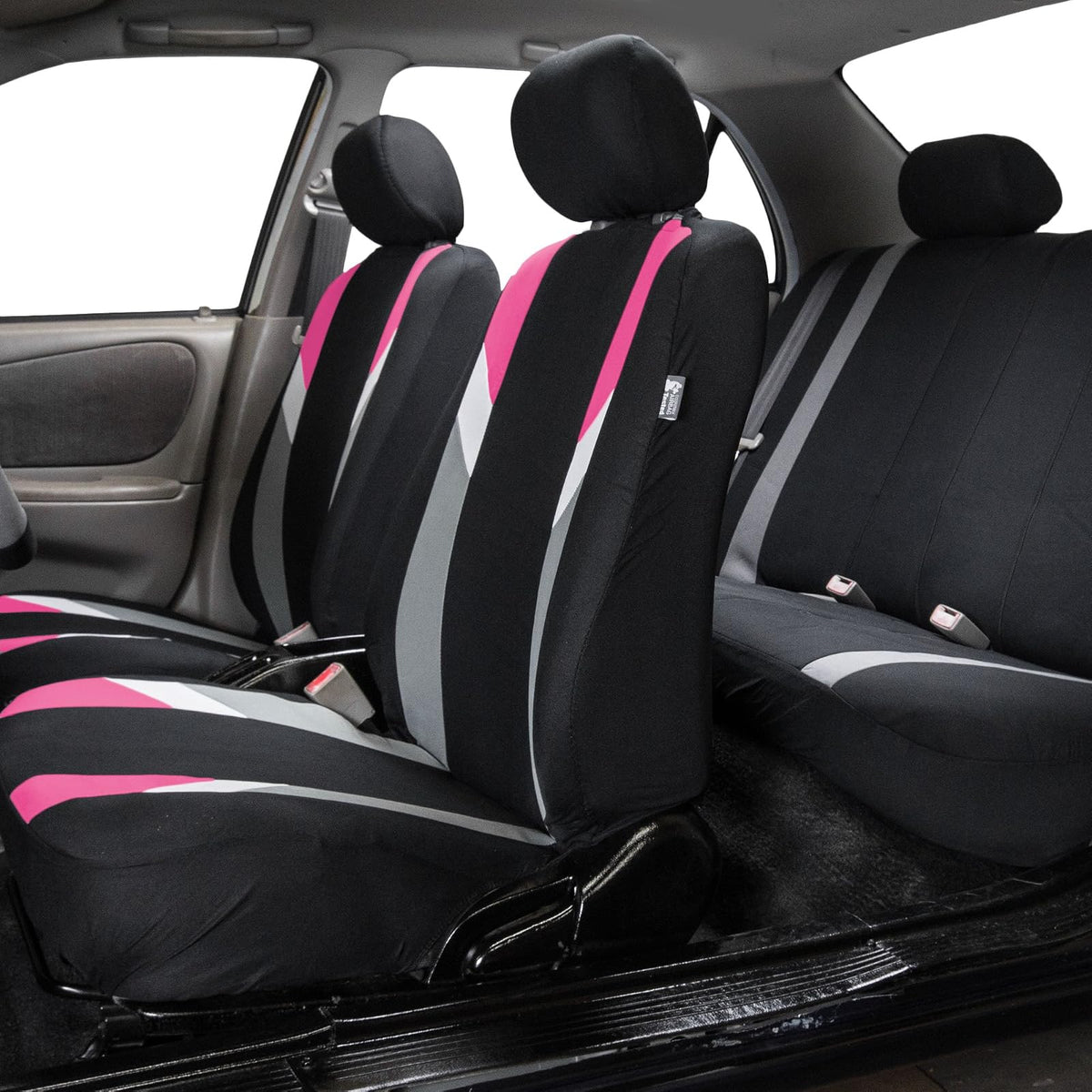 FH Group - Juego Completo de Fundas de Asiento de Automóvil para Asientos de Automóvil con Respaldo bajo con reposacabezas extraíble, Ajuste Universal, Funda de Asiento de automóvil, Funda de Asiento