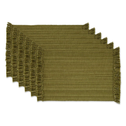 DII - Manteles Individuales de Algodón, Colección Abigarrada, Juego de 6 - Mantel individual - Verde oliva