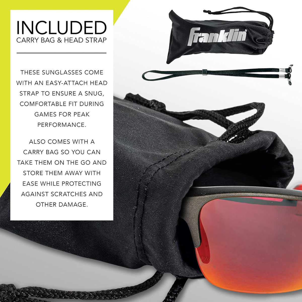 Franklin Sports - anteojos de sol de pickleball - Todos los deportes UV para tenis, pickleball, ciclismo, remo + más, tonos atléticos con diadema + bolsa de transporte, rojo