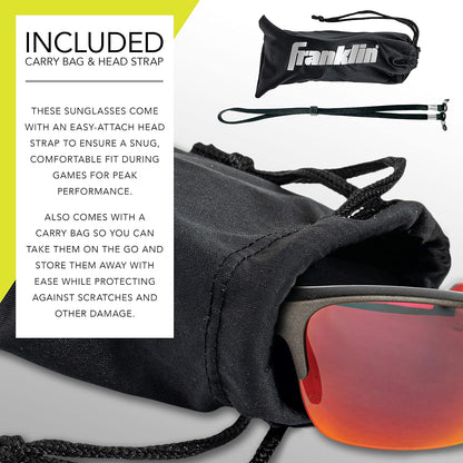 Franklin Sports - anteojos de sol de pickleball - Todos los deportes UV para tenis, pickleball, ciclismo, remo + más, tonos atléticos con diadema + bolsa de transporte, rojo