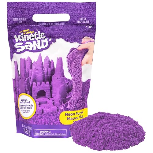 Kinetic Sand, el juguete sensorial de arena moldeable para niños, morada, 907 g, bolsa con cierre hermético, a partir de 3 años