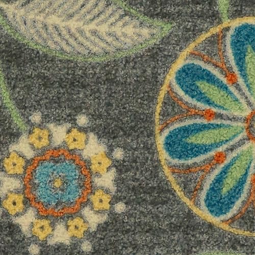 Maples Rugs Reggie - Alfombra Floral para Corredor, Fabricada en Estados Unidos, Lavable, Antideslizante para Cocina, Pasillo y lavandería, 2 pies 6 Pulgadas x 6 pies, Gris Oscuro