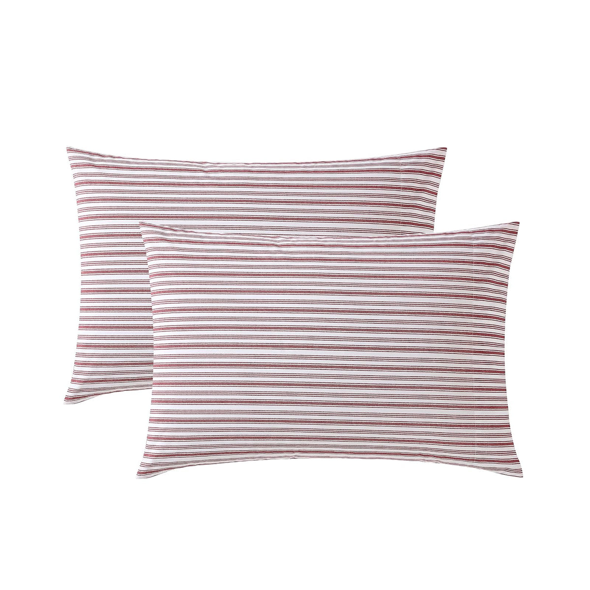 Nautica - Juego de Funda de Almohada estándar, 2 Piezas, Ropa de Cama de percal de algodón, decoración Casual para el hogar (Rayas Rojas, 20 x 30 Pulgadas)