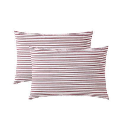 Nautica - Juego de Funda de Almohada estándar, 2 Piezas, Ropa de Cama de percal de algodón, decoración Casual para el hogar (Rayas Rojas, 20 x 30 Pulgadas)