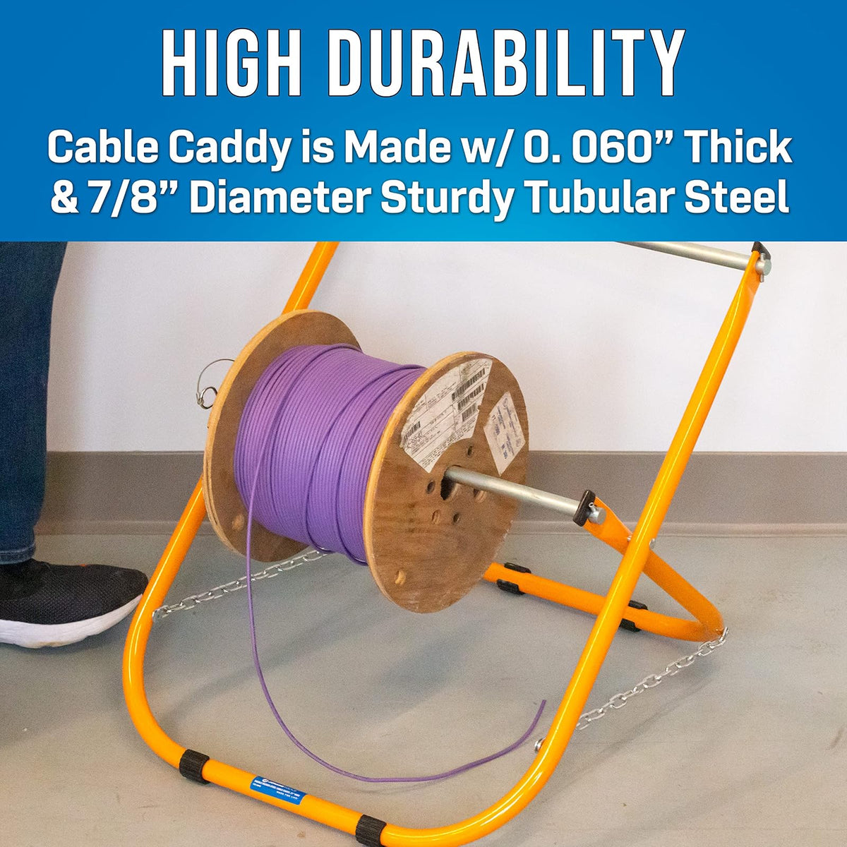 Jonard Tools CC-5442 - Soporte de cable de acero de alta durabilidad, soporta hasta dos carretes de cable de 12 pulgadas de diámetro y capacidad de 100 libras