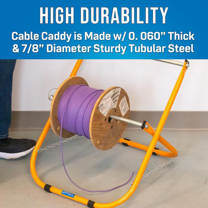 Jonard Tools CC-5442 - Soporte de cable de acero de alta durabilidad, soporta hasta dos carretes de cable de 12 pulgadas de diámetro y capacidad de 100 libras