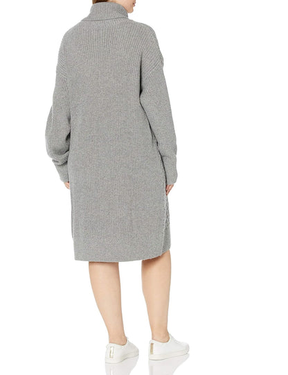 The Drop Rosalie Minivestido Para Mujer, De Punto Trenzado Para Mujer, Gris Escarcha Jaspeado, M