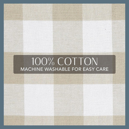 Elrene Home Fashions Cortina de Ducha a Cuadros de búfalo, Bronceado y Blanco., 72" x72", 1