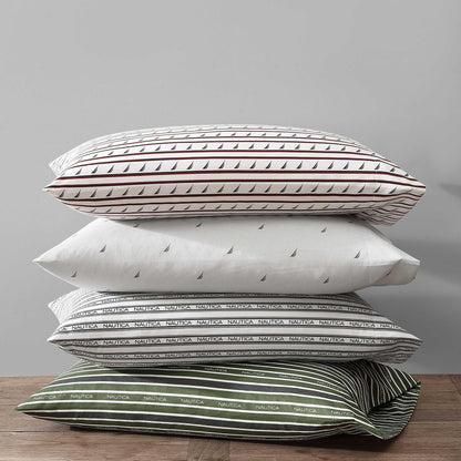 Nautica - Juego de sábanas Individuales, Ropa de Cama de Microfibra Transpirable y refrescante con Fundas a Juego, Juego de Cama Resistente a Las Arrugas (Clase J a Rayas náuticas, Gris, tamaño