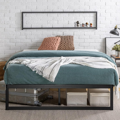 Zinus ABEL | Base de Cama Queen Quick Lock de Metal | Garantía de 5 años | Base de cama queen size con sistema Quick Lock de acero, patas laterales y espacio de almacenamiento bajo la base