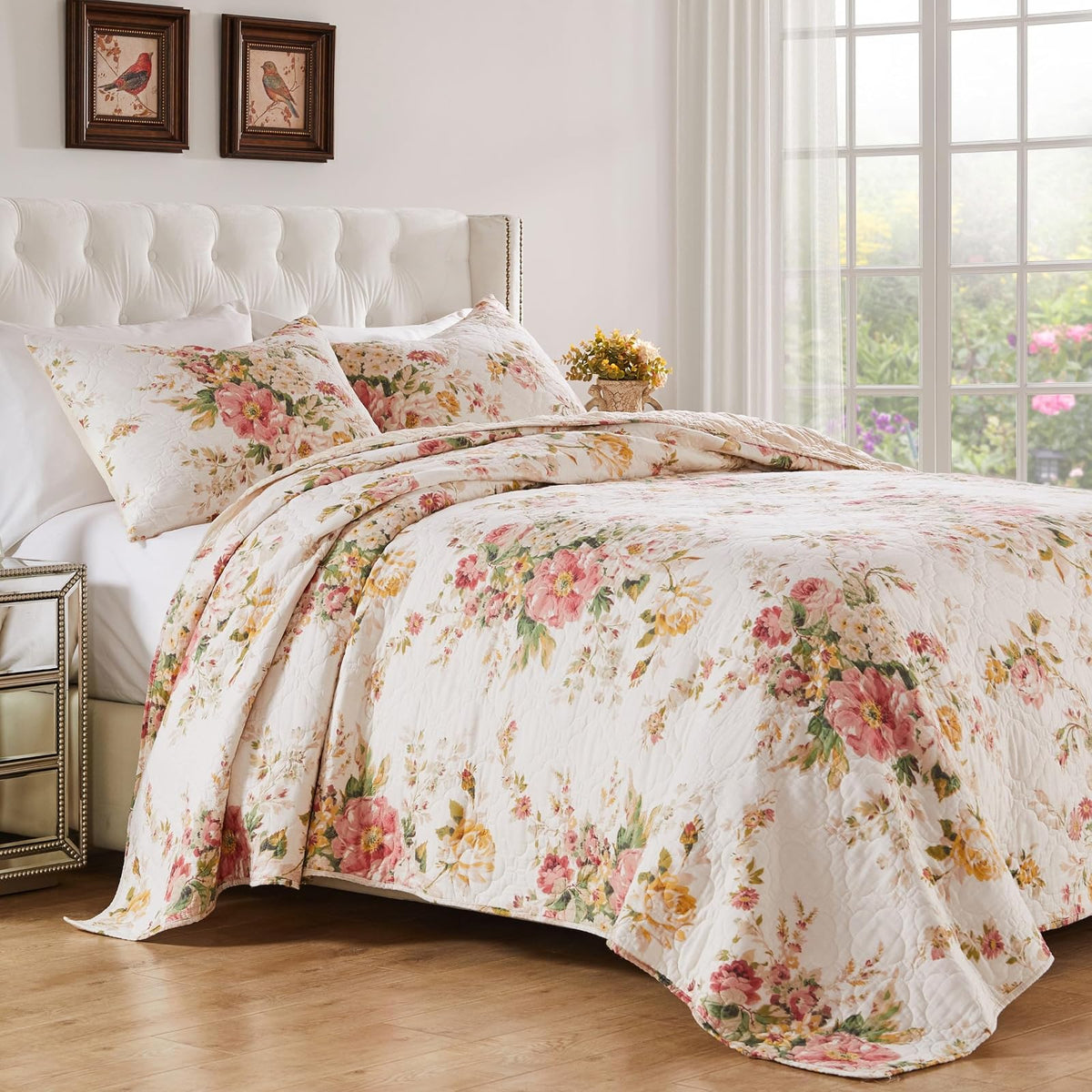 Greenland Home Fashions Grace Juego de edredón, Juego de Colcha, Calidad Premia, 3-Piezas King, Buttercup