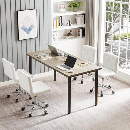 VECELO - Silla de Cambiador de Piel sintética con Respaldo Medio, sin Brazos, Altura Ajustable, giratoria de 360°, para Oficina en casa, Trabajo, Color Blanco