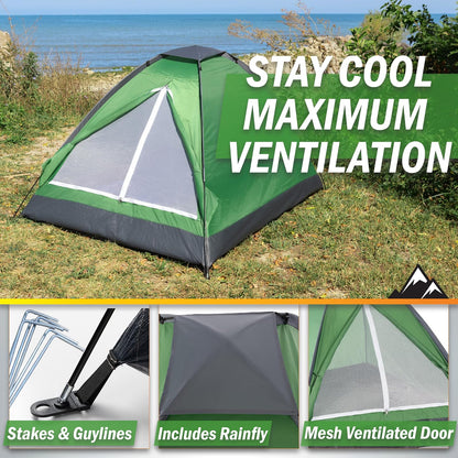 Wakeman Outdoor - Tienda de campaña para 2 Personas - Refugio fácil de Instalar con Mosca de Lluvia y Bolsa de Transporte para Camping, Playa, mochileros, Senderismo y Festivales