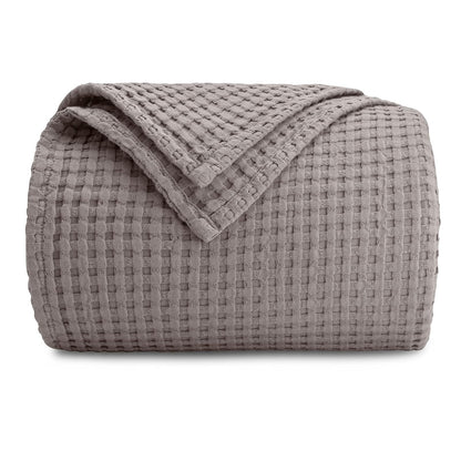Comfy Cubs - Manta 100% algodón con tela de gofre, transpirable, agradable a la piel, suave, ligera, perfecta capa de manta con textura cálida, tamaño para sofá, cama y sofá (carbón, 50 x 60 pulgadas)