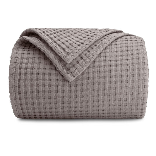 Comfy Cubs - Manta 100% algodón con tela de gofre, transpirable, agradable a la piel, suave, ligera, perfecta capa de manta con textura cálida, tamaño para sofá, cama y sofá (carbón, 50 x 60 pulgadas)