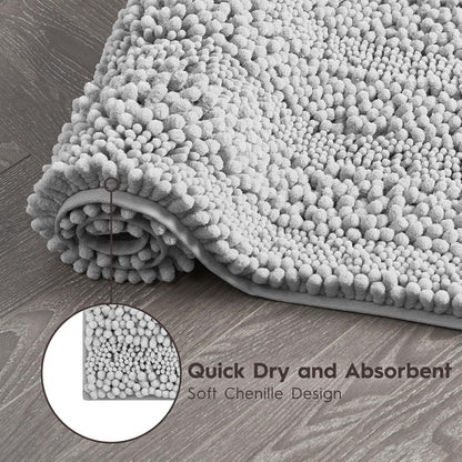 Laura Ashley Astor Tapete de baño de poliéster de Chenilla, 20 x 34 Pulgadas, Color Gris Claro