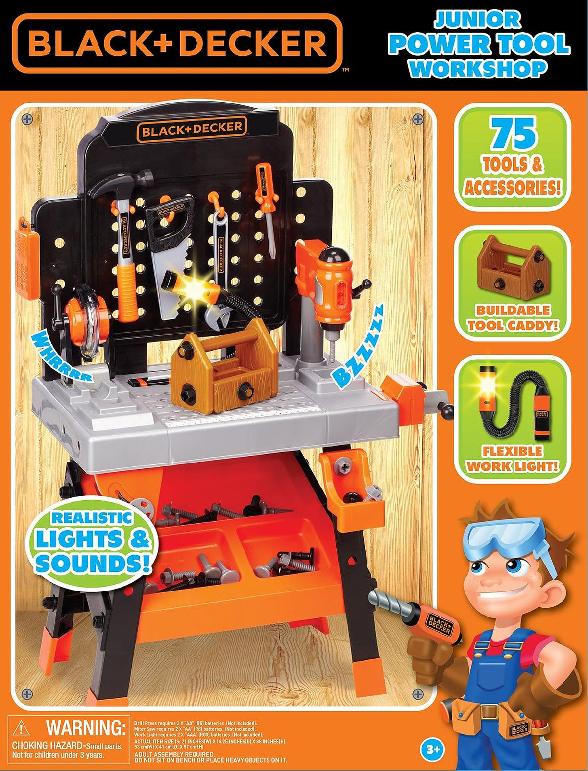 BLACK+DECKER Power Tool Workshop - Build Your Own Tool Box – 75 Realistic Toy Tools and Accessories