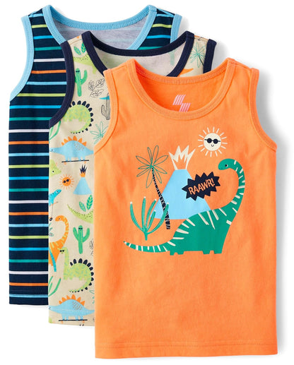 The Children's Place Camisetas Gráficas Manga Corta para Niño - Paquete de 3 estampados Dino - 3T