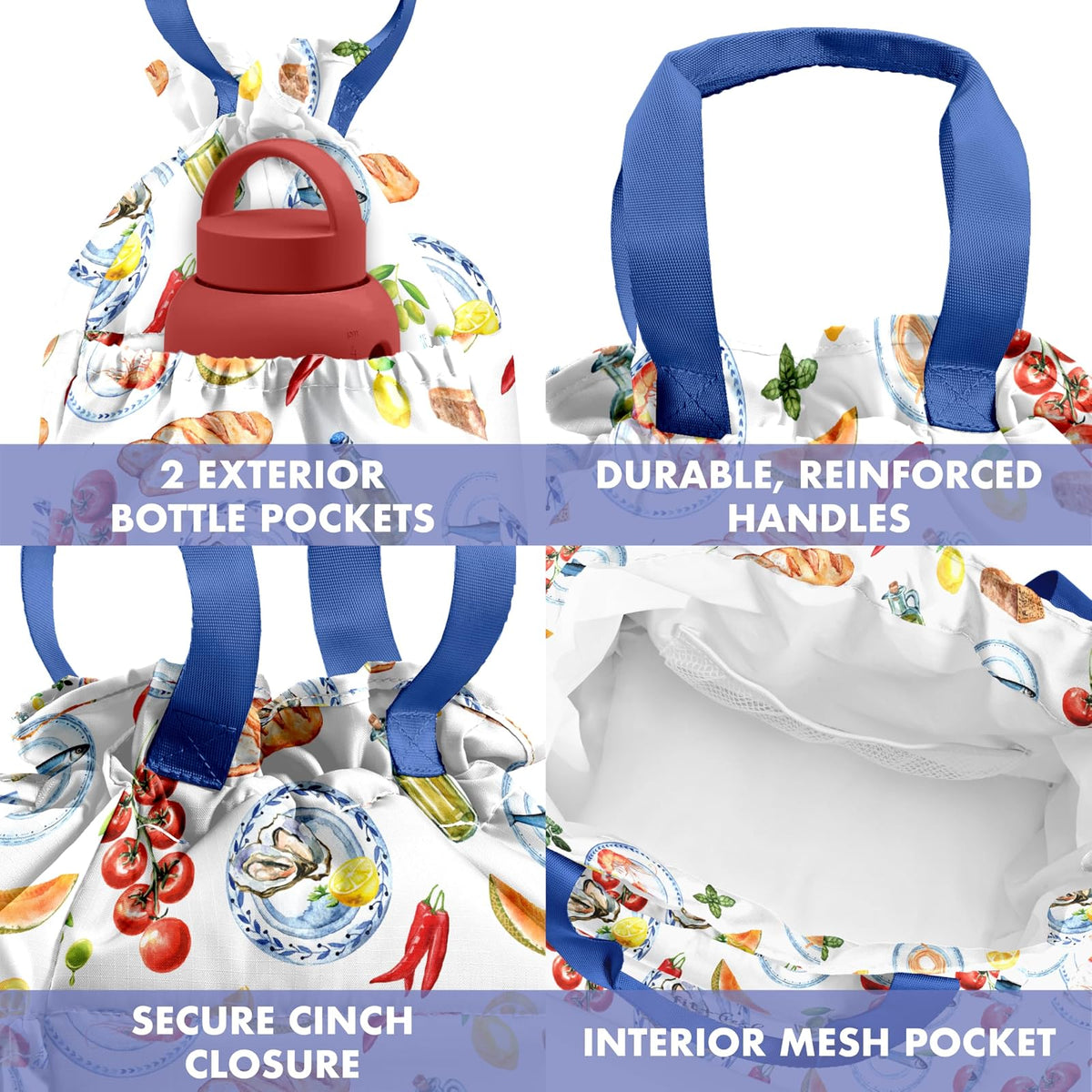 Fit & Fresh Cromwell - Bolsa de almuerzo con cordón para mujer, juego completo de almuerzo con 2 recipientes, resistente a las manchas, resistente a fugas, esencial para el regreso a la escuela