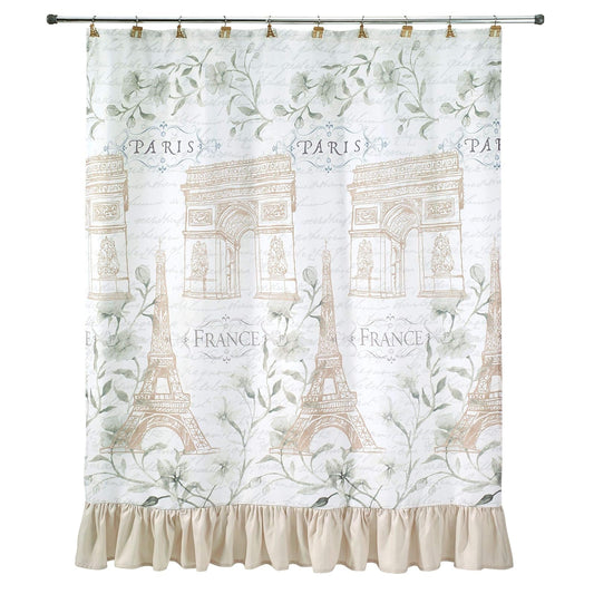 Avanti Linens - Cortina de Ducha de Tela, Esencial para el baño, decoración Elegante del hogar (colección Paris Botanique, 72 Pulgadas)