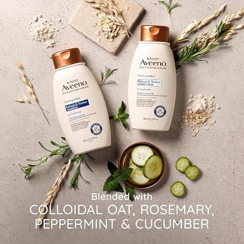 Aveeno Scalp Soothing Fresh Greens Blend Shampoo for Volume, Thickness and Refresh, Sulfate Free Shampoo, No Dyes or Parabens, 12 fl. oz