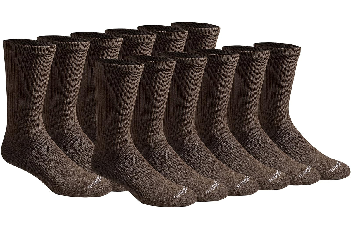 Dickies Calcetines Deportivos para Hombre, Talón y Puntera Reforzados - G - café macizo (12 pares)