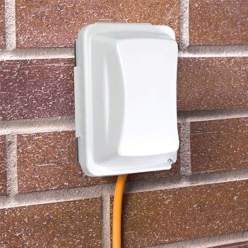 Taymac - Cubierta para receptáculo de salida individual resistente a la intemperie, 6.7 cm de profundidad, Blanco, Blanco