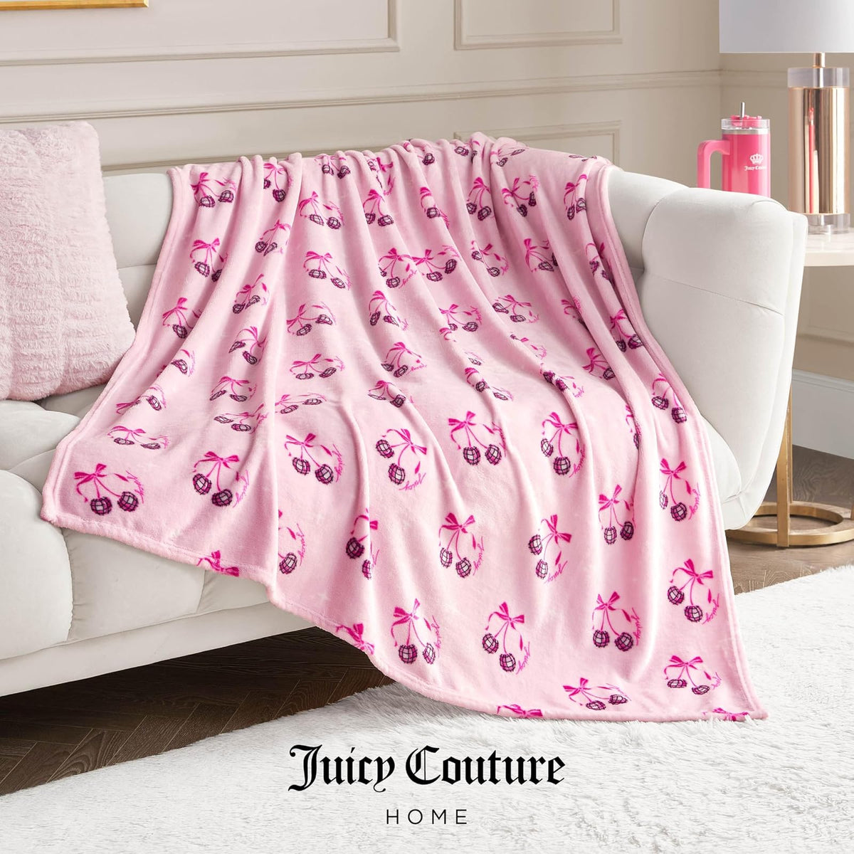 Juicy Couture - Manta de Felpa para Discoteca, 50 x 70 Pulgadas, Color Rosa