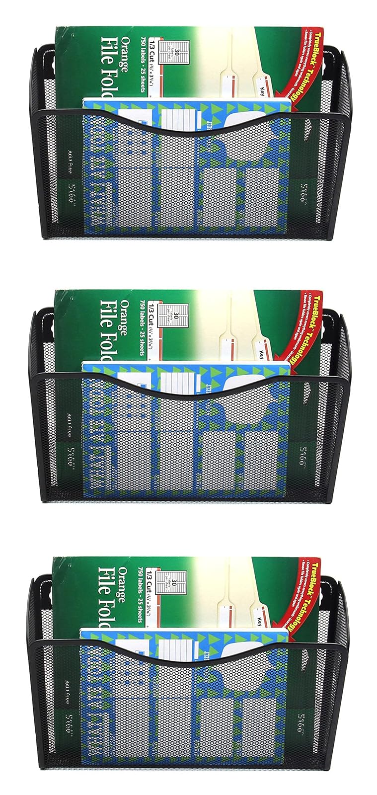 Easepres Mesh 3 Pockets File Organizer Hanging File Organizer Vertical Wall File Organizer Holder Rack
