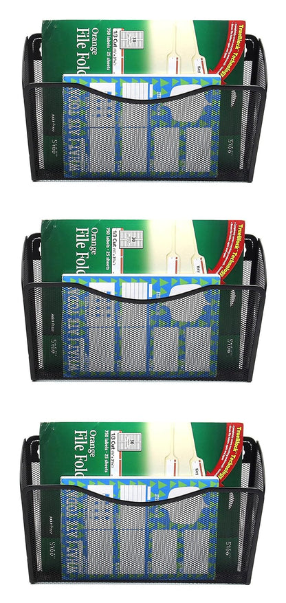 Easepres Mesh 3 Pockets File Organizer Hanging File Organizer Vertical Wall File Organizer Holder Rack