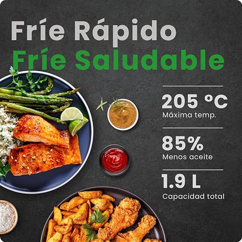 Chefman freidora de aire 2 Qt Freidora de aire compacta y que ahorra espacio canasta antiadherente sin PFAS comidas rápidas y fáciles en minutos perfecto para departamentos temporizador digital Negro