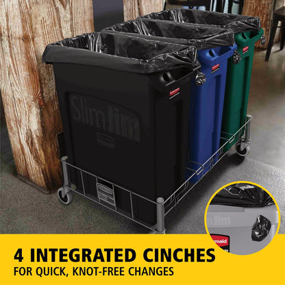 Rubbermaid Commercial Slim Jim Receptacle with Venting Channels, Rectangular, Plastic, 23 Gallons, Black (FG354060BLA) (1 Pack)