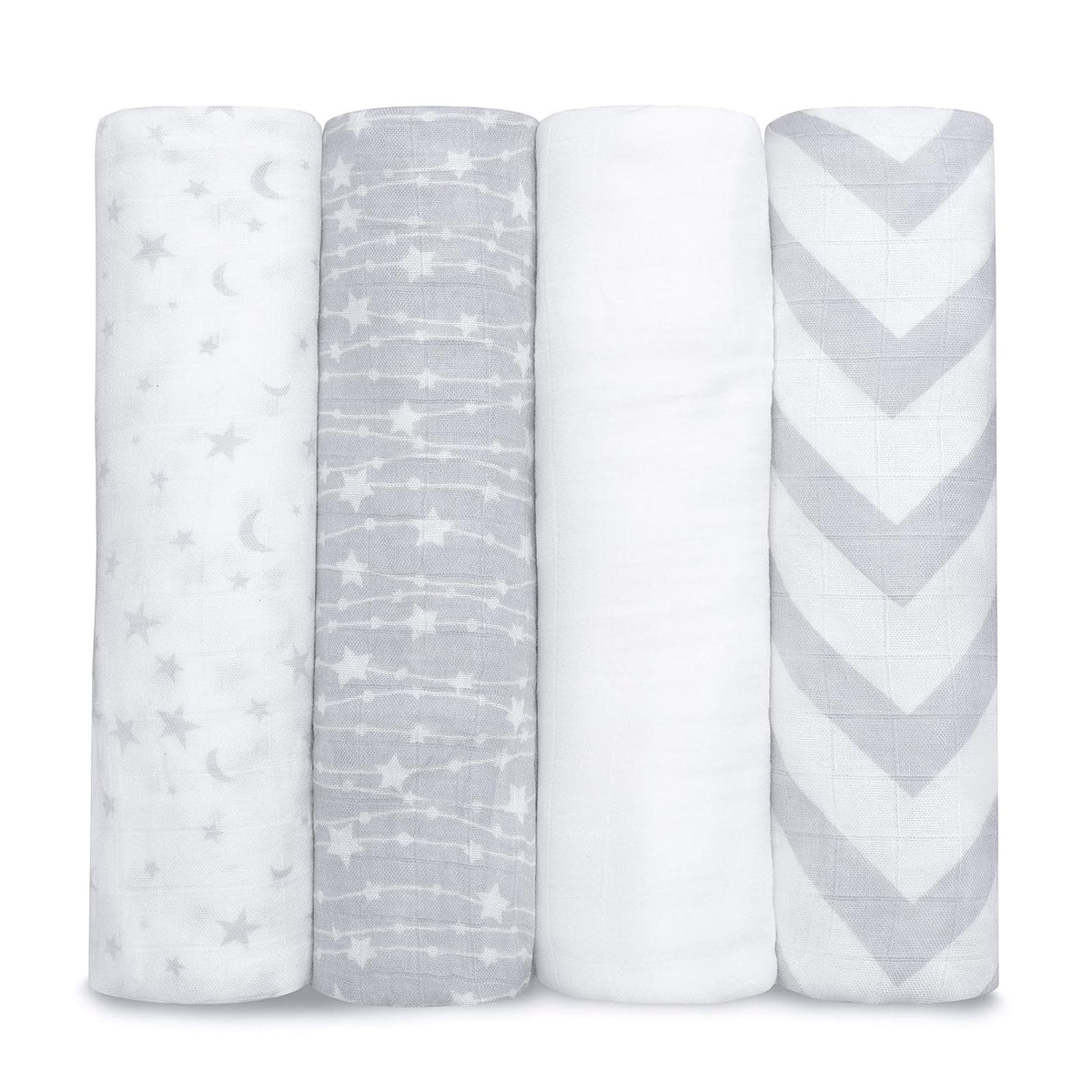 Comfy Cubs Manta de Muselina para Envolver Bebé, 119x119 cm - Gris
