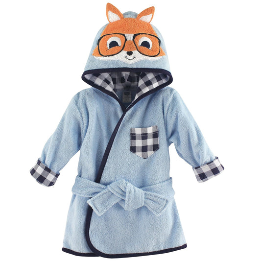 Hudson Baby Animal Face Hooded Bathrobe, Nerdy Fox, 0-9 Months