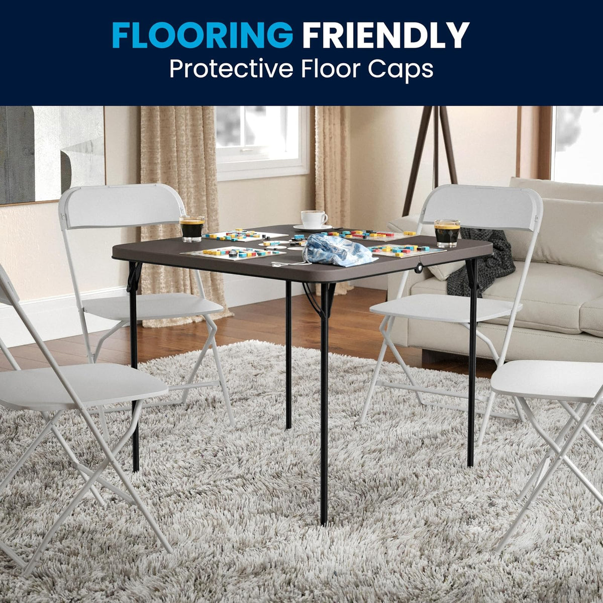 Flash Furniture Dunham - Mesa Cuadrada Plegable de plástico de 2.83 pies con asa de Transporte, Mesa de Banquete Doble Plegable para Eventos Interiores y Exteriores, Color Gris Oscuro