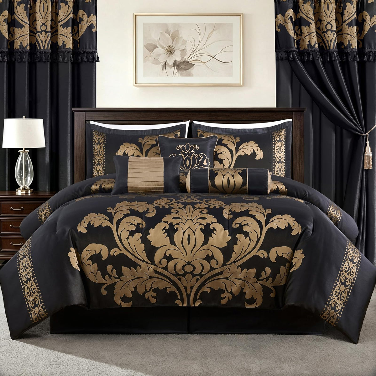 Chezmoi Collection Set de edredón de 7 Piezas Estilo Floral Bed-in-a-Bag