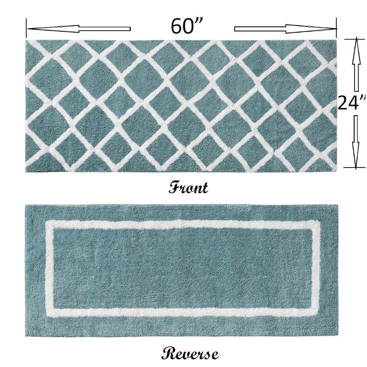 Madison Park Bittman - Alfombra de baño Reversible de Microfibra de Alta Calidad, 24 x 60 Pulgadas, Color Azul